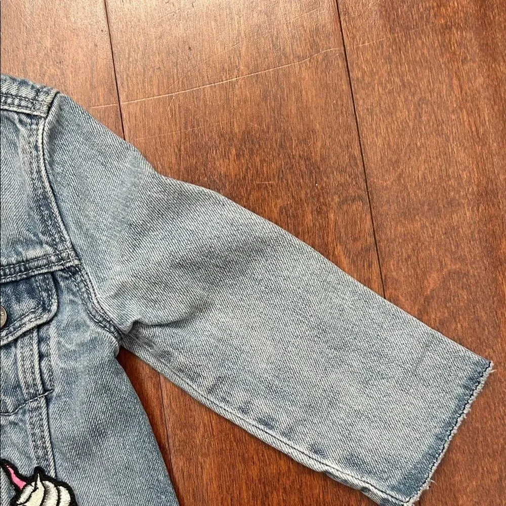 GAP Light Blue Kids Jean Jacket with Fun Patches, Size 18-24 Months